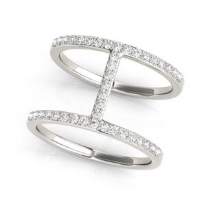 Connected Dual Band .35ct Diamond Embellished Ring 14k White Gold